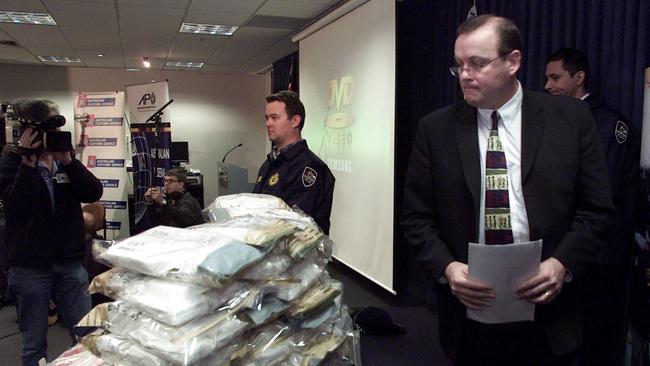 Mr Ashton at an Australian Federal Police press conference after the seizure of 75kg of heroin near Lorne. Picture: Kelly Barnes