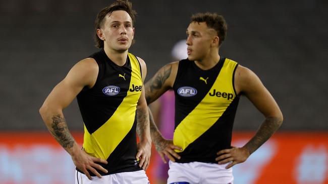 Young Tigers Rhyan Mansell and Shai Bolton have impressed in 2021. Picture: Michael Willson/AFL Photos