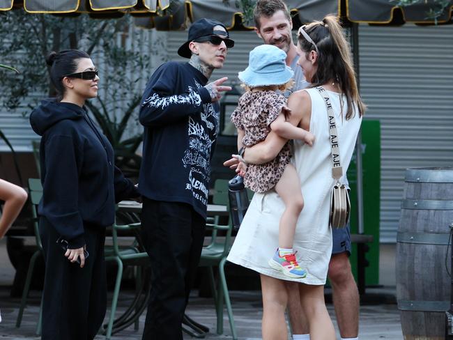 Travis Barker and Kourtney Kardashian meeting locals in Brisbane. Picture: WP Media