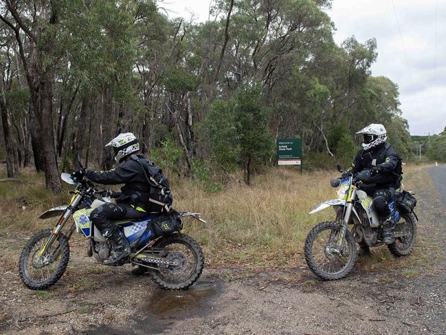 Police search bushland at Enfield State Park on Thursday. Picture: Nicki Connolly