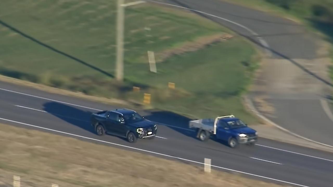 Police arrest two men in Toowoomba after an alleged high speed chase from Brisbane suburbs to the Darling Downs. Photo: 9 News.