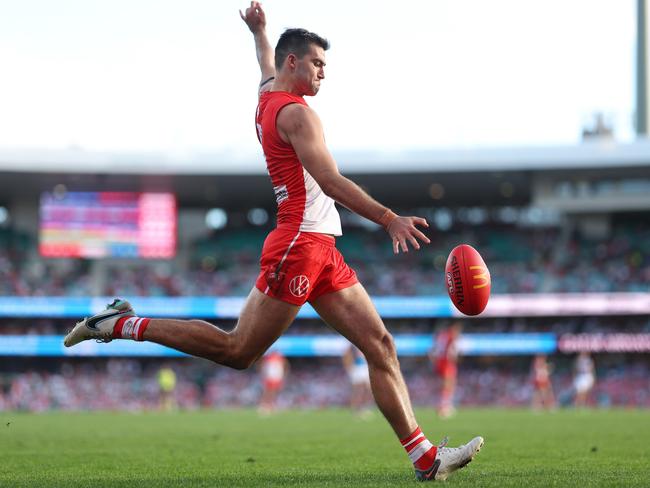 McDonald has had his best start to a season with 16 goals in seven matches. Picture: Mark Metcalfe/AFL Photos/via Getty Images