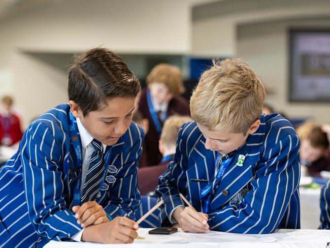 Students at St Joseph’s College Nudgee before coronavirus sent learning online. Picture: supplied.