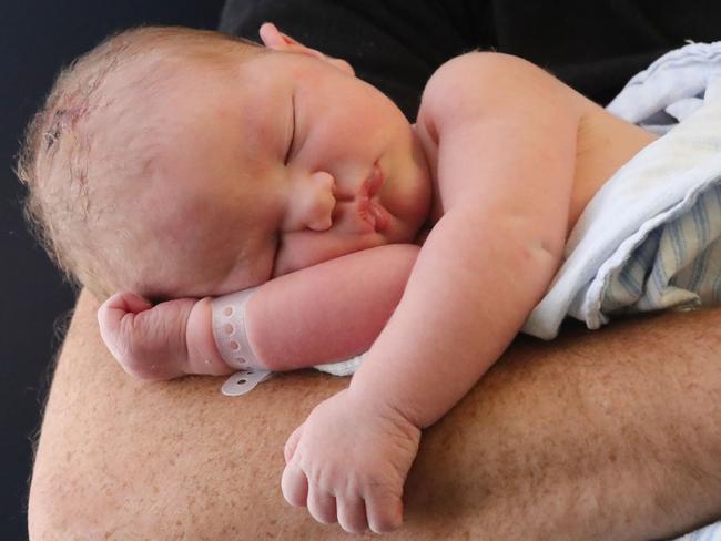 The first baby of 2025 has been born to Chris Delia and Stephanie Grace at Barwon Healths Geelong Hospital baby girl Delia-Grace was born 5.30 amPicture: Mark Wilson