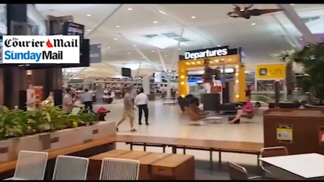 Dramatic scenes inside Brisbane Airport following a knife attack and bomb threat