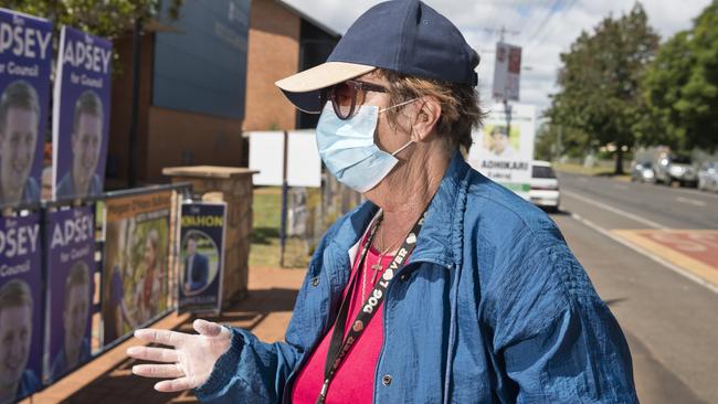 Lorraine Thomas after voting on March 28 at Harristown State High School for the Toowoomba Regional Council election. Photo: Kevin Farmer