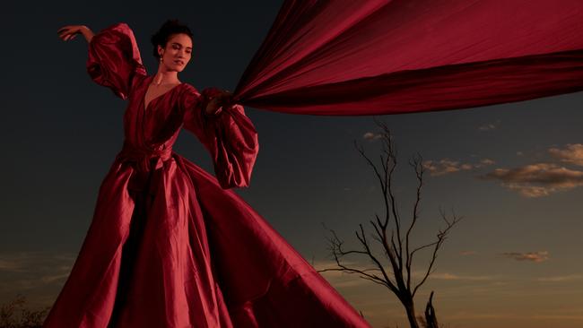 Opera Queensland Soprano Nina Korbe on her ancestral lands in Winton. Picture: Glenn Hunt