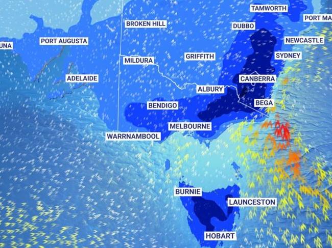 A cold-front is moving in across Australia