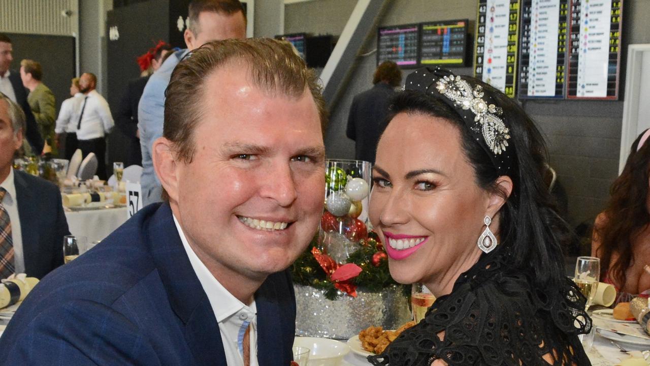 Nicholas James and Rebecca Pask at St John’s Crisis Centre race day at GCTC, Bundall. Pic: Regina King