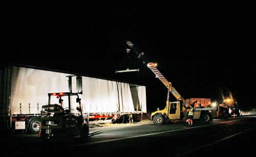 The Pacific Highway was reduced to one lane between Bangalow and Newrybar after a B-double got unhitched. Picture: Jay Cronan