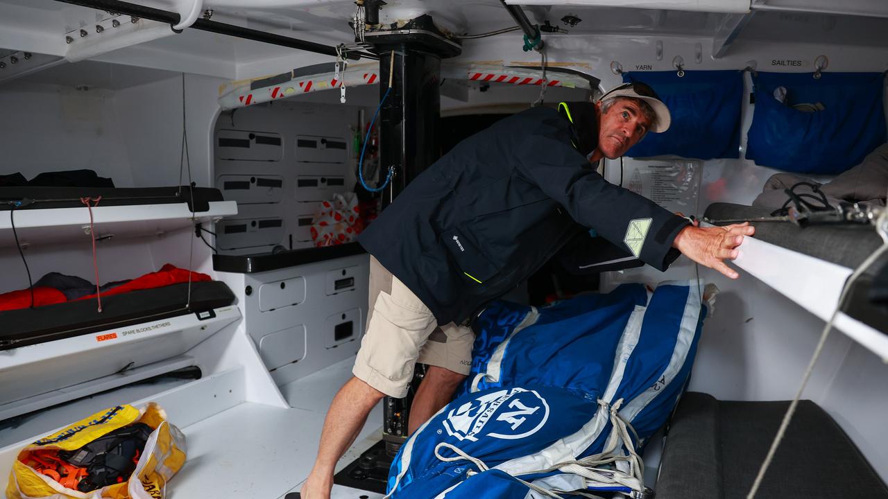 David Allen, sailing master on No Limit, inspecting the bunks after a crew member was thrown out and injured. Pic: Justin Lloyd.