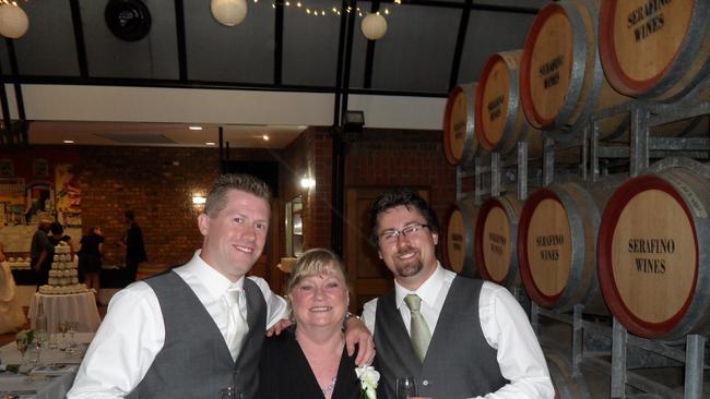 Imran Webb, 36, (left) and Mikey Webb, 38, with their mother Fiona Webb, 68. Picture: Supplied.