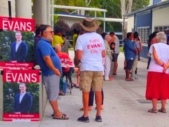 Voters at Mabel Park High.