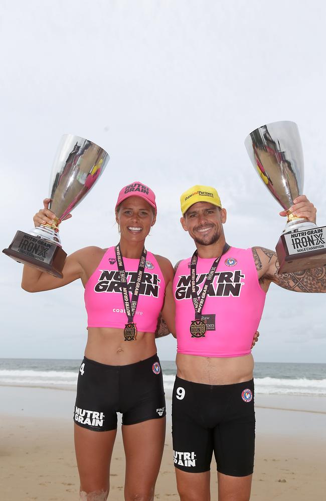 Queenslanders Courtney Hancock and Caine Eckstein have delivered stunning victories in front of a packed Mooloolaba Beach for the inaugural Nutri-Grain Iron X contest.