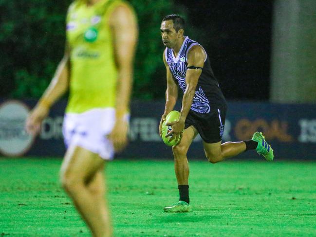 Eddie Betts made his NTFL debut for Palmerston against Nightcliff at Cazalys Oval. Picture: Glenn Campbell