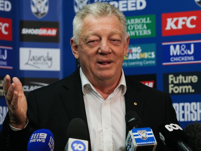 SYDNEY, AUSTRALIA : NewsWire Photos - SEPTEMBER 10 2024; Canterbury GM of football Phil Gould addresses media in a press conference at Belmore Sportsground this morning at 11am to discuss the Josh Addo-Carr cocaine scandal. Picture: NewsWire / Gaye Gerard