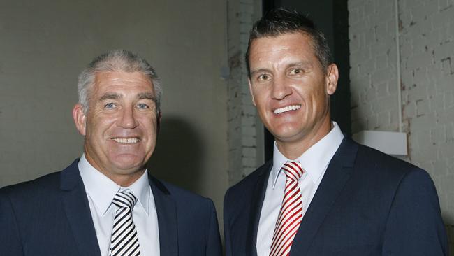 Former West Coast star Glen Jakovich, pictured with Gerard Healy, wants a harsh penalty for Toby Greene to send a firm message.