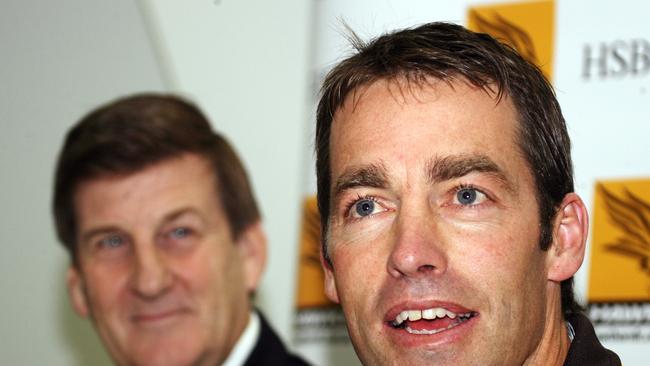 Football coach Alastair Clarkson (r) with Hawthorn Football Club president Jeff Kennett in 2006.