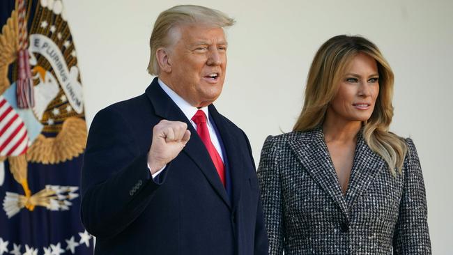 Donald Trump and wife Melania in the Rose Garden of the White House in Washington on Wednesday. Picture: AFP