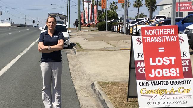 Consign-A-Car owner Yvetter Cottrill has handing flyers detailing the pitfalls of a 24/7 bus lane. She said she, as will many business owners, be forced to relocate. Pic: Darren Cartwright