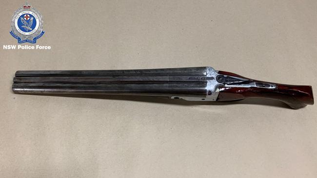 Two firearms were seized by police including this shortened, double-barrel shotgun. Picture: NSW Police