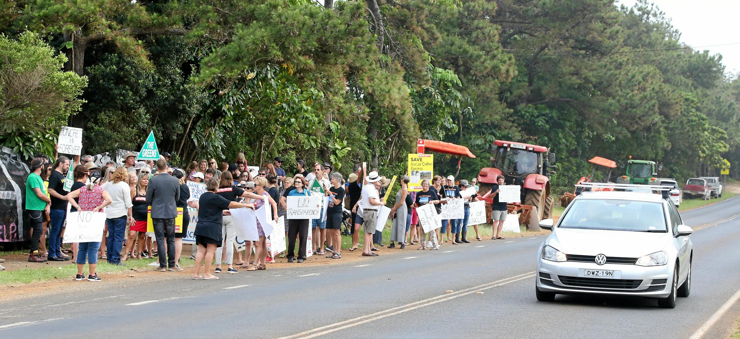 protest outside the site of the new Tweed Valley Hospital at Cudgen. Photo Scott Powick. Picture: Scott Powick