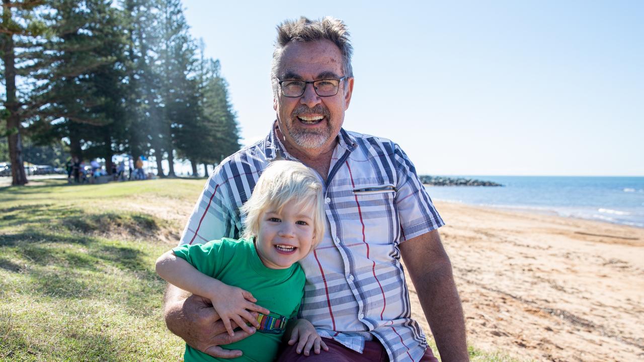 School holiday fun at Scarborough Beach Park. David Spann with Felix, of Scarborough. Picture: Dominika Lis