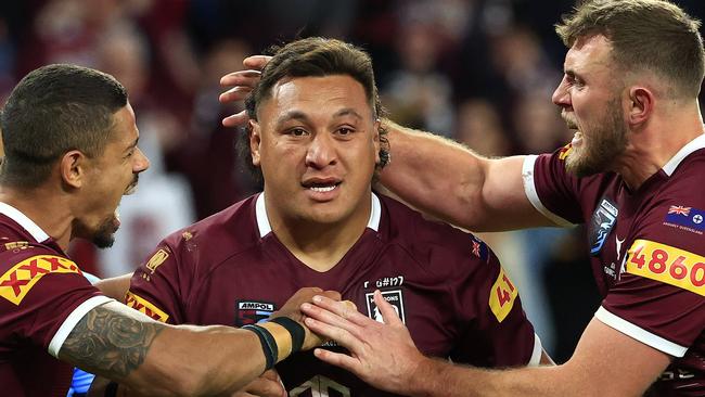 Josh Papalii claims a try during game 3, the decider, of the State of Origin series between Queensland and New South Wales at Suncorp Stadium. Pics Adam Head