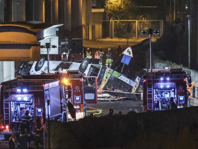 Entire families were lost after the bus fell off a overpass in Venice. Picture: Getty Images