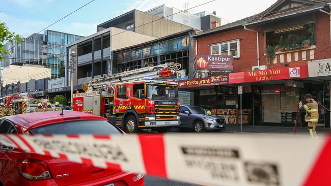 The scene of the blaze at Bayside Health and Fitness on Hawthorn Rd in Caulfield. Picture: Brendan Beckett