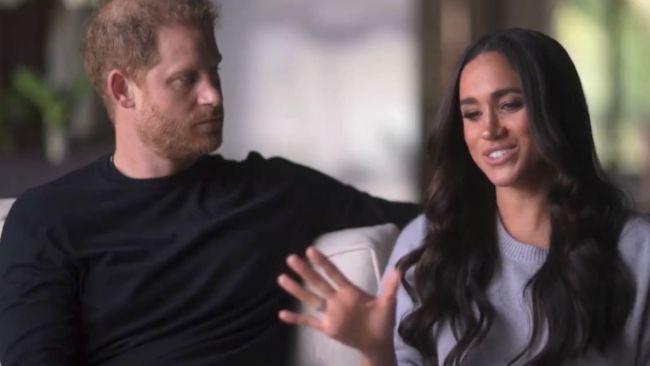 Meghan appeared to disrespect Harry and royal protocol with her story about meeting the Queen. Image: Netflix