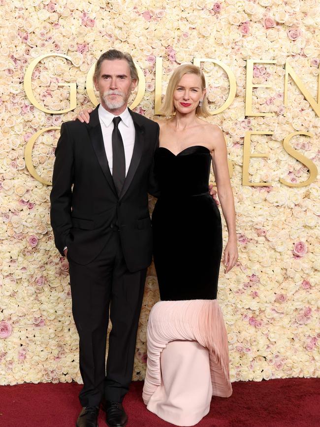Billy Crudup and Naomi Watts attend the 82nd Annual Golden Globe Awards at The Beverly Hilton on January 05, 2025 in Beverly Hills. Picture: Getty Images