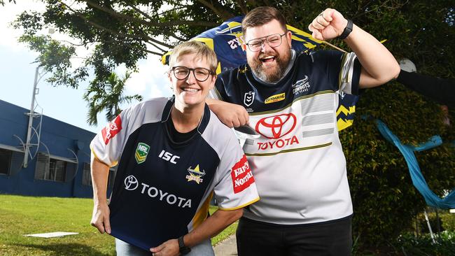 Triple M Breakfast's hosts Cliffo and Kate are pushing people to ditch their uniforms/work clothes this Friday and instead wear a Cowboy's jersey ahead of the semi final game. Picture: Shae Beplate.