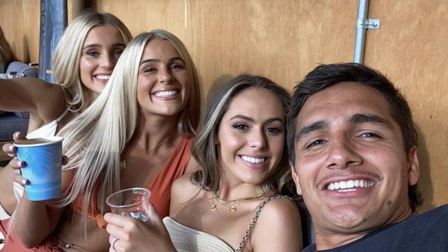 Mia Fevola and Jamarra Ugle-Hagan with Cassie Roberts and Chloe Roberts. Picture: Supplied