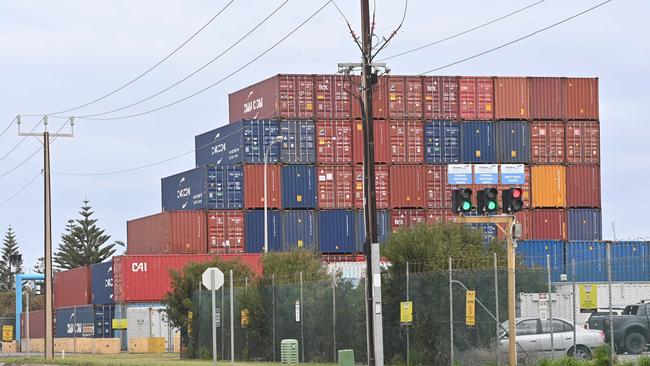 Shipping containers along Coghlan Rd, Osborne. Picture: Keryn Stevens