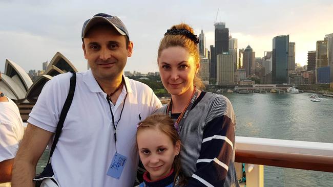 Pictured Gregory Turutin with wife Maria Turutina and their daughter Diana Turutin in happier time a couple months before Maria’s death. Picture: Supplied