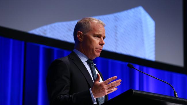 McGrath Nicol administrator Joseph Hayes addresses creditors in Sydney yesterday. Picture: Britta Campion