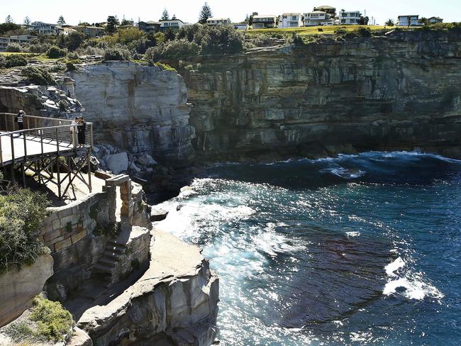 Diamond Bay and the clifftops below the pedestrian walkway. Picture: John Appleyard