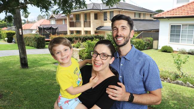 Melorin Kheradi and husband Gerard Marino, with son Sebastien, have just sold their four investment properties in order to buy their first family home. Picture: John Feder