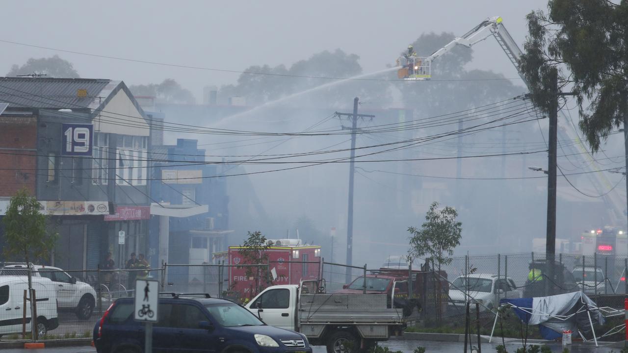 A factory burns down in Rydalmere. Picture: John Grainger