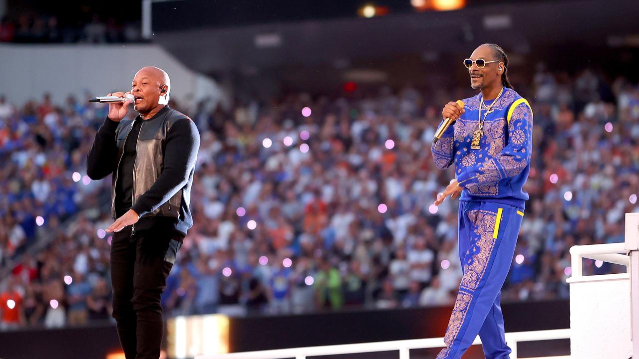 Dr. Dre and Snoop Dogg performed at this year’s Super Bowl. Picture: Kevin C. Cox/Getty Images