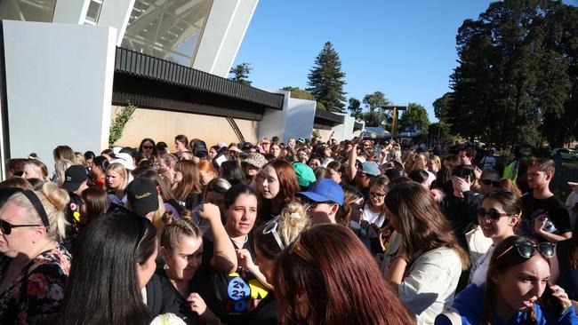 Fans lined up from early morning in an attempt to get a good position for Harry Styles' concert in Perth. Picture: NCA NewsWire /Philip Gostelow