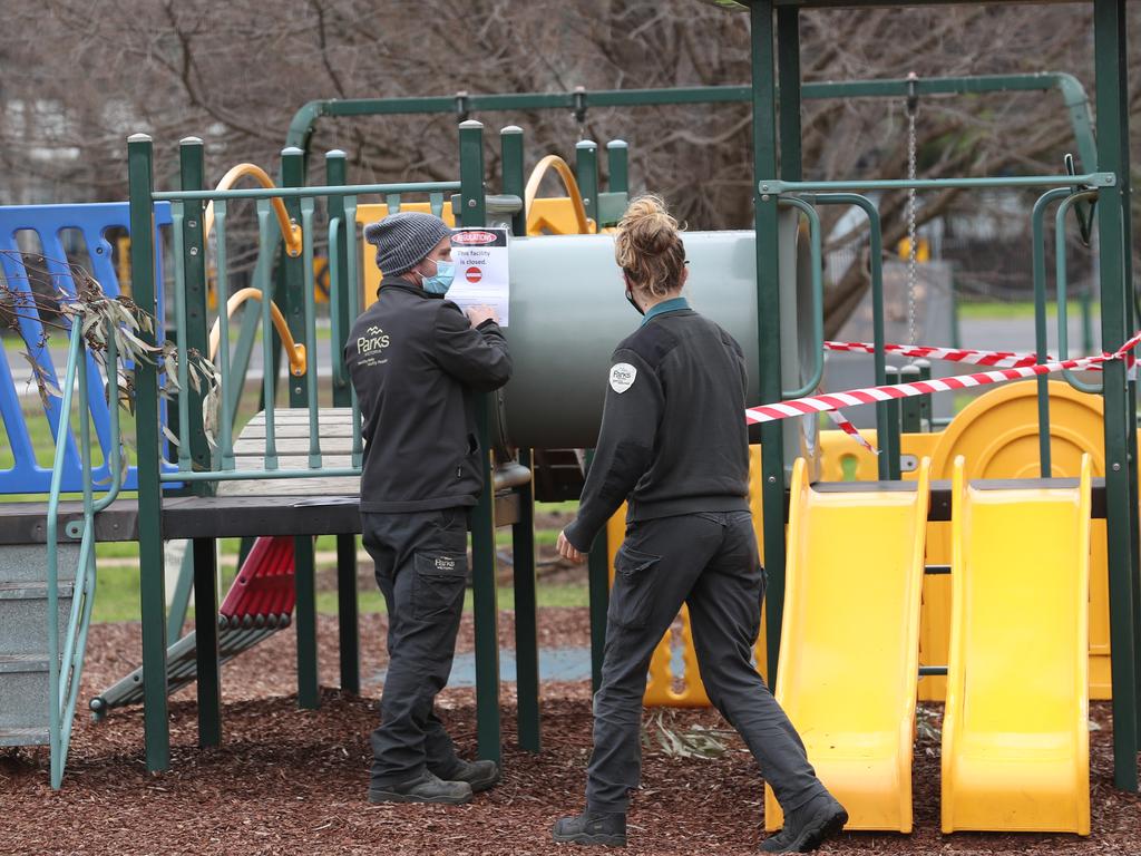 A playground in Melbourne is closed during the pandemic. Picture: David Crosling (NCA NewsWire)