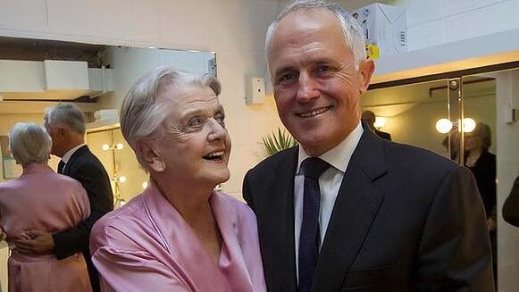 Malcolm Turnbull with his mother’s cousin, actress Angela Lansbury.