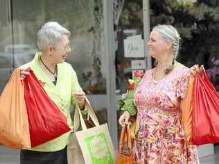 BUY RIGHT: Lismore mayor Jenny Dowell and Cr Vanessa Ekins love locally produced products. Picture: Marc Stapelberg