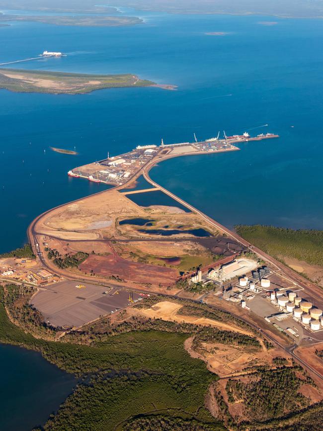 An aerial view of Darwin Port and Darwin Harbour. Picture: Amos Aikman