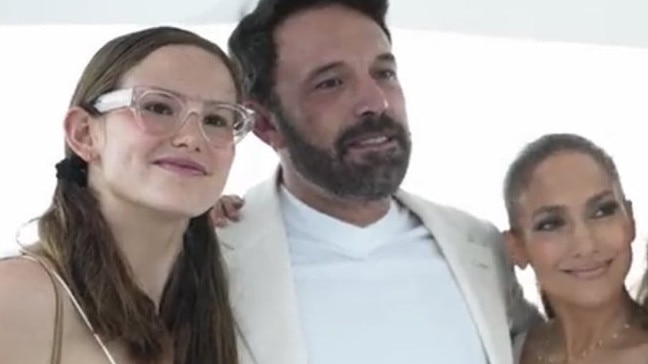 Violet Affleck (left) with father Ben and his wife J Lo.