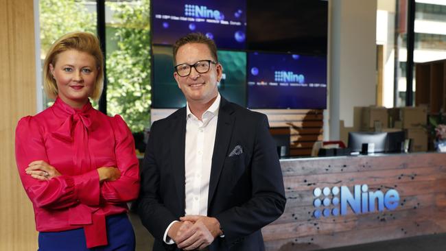 Nine's chief sales officer, Michael Stephenson (right), and Head of 9Powered, Liana Dubois. Picture: Chris Pavlich/The Australian