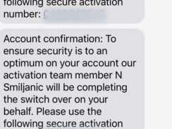 Scam copy of the text message that was sent to the customers