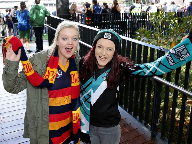 One of these Jessicas was much, much happier after Showdown 40. Best friends Jessica Anderson and Jessica Harrold cheer on their teams. Picture: Dylan Coker